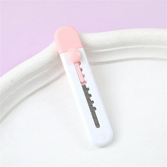 Mini Utility Knife, Usupdd Alloy Steel Box Cutter Compact Design, Stationery Knife for Opening Packages Envelopes Cardboard with Safety Lock, Pink