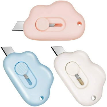 Mini Utility Knives Box Cutter Retractable Letter Opener,Carton Opener (Pink/Blue/White)