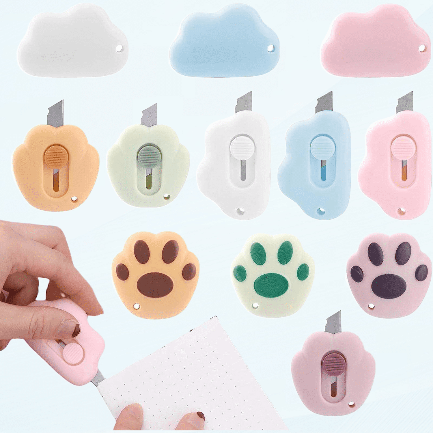 Mini Utility Knives, Creative Cute Cloud Cat Paw Box Cutter Portable