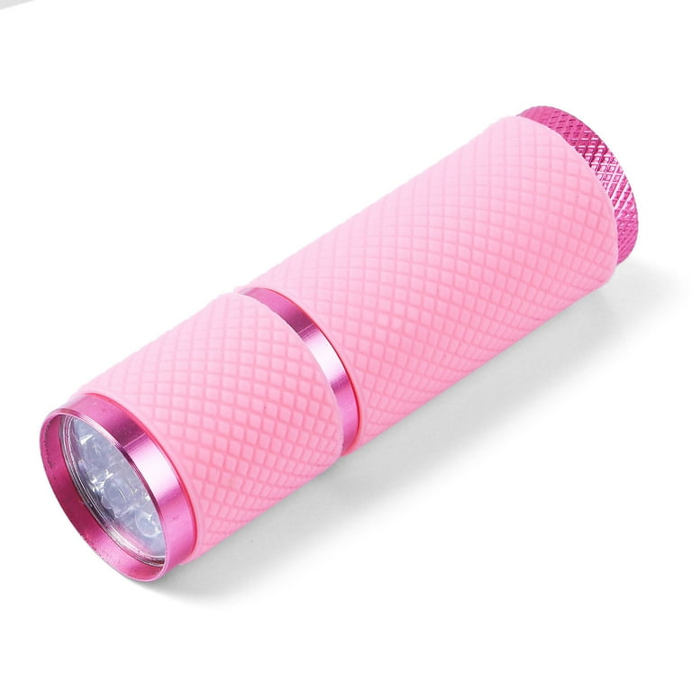 Mini UV LED Nail Lamp Gel Nails 9 LED Flashlight Portability Nail Dryer Machine Nail Art Tools UV Light Pink Size 9x2.5cm