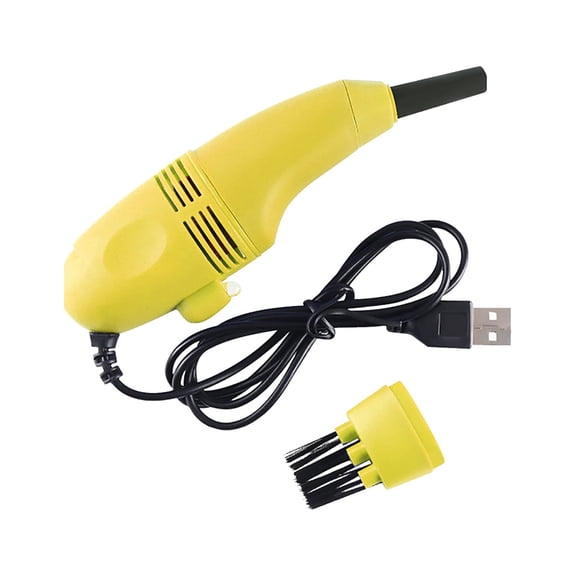 Mini Vacuum Cleaner Handheld Desktop for Cleaning Hair Ash Laptop Car Storage Containers Yellow