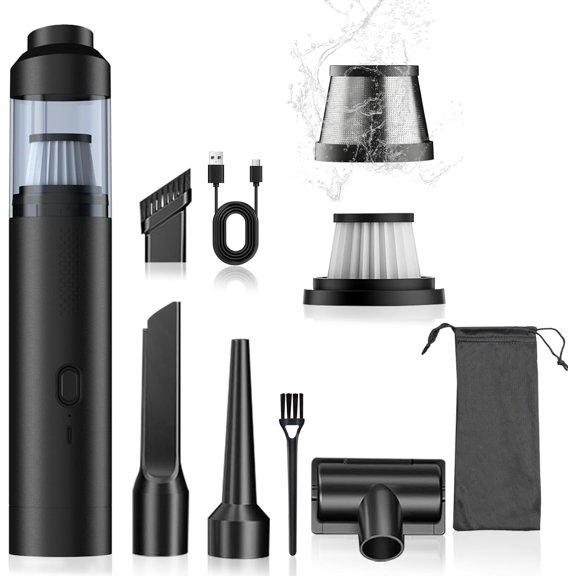 Mini Vacuum Portable Cordless Handheld Vacuum Cleaner, 4-in-1 Small Vacuum with 2 Suction Modes and 16kPa for Desk, Computer, Keyboard & Car, Desktop Vacuum with Blowing & Inflating 2 Modes