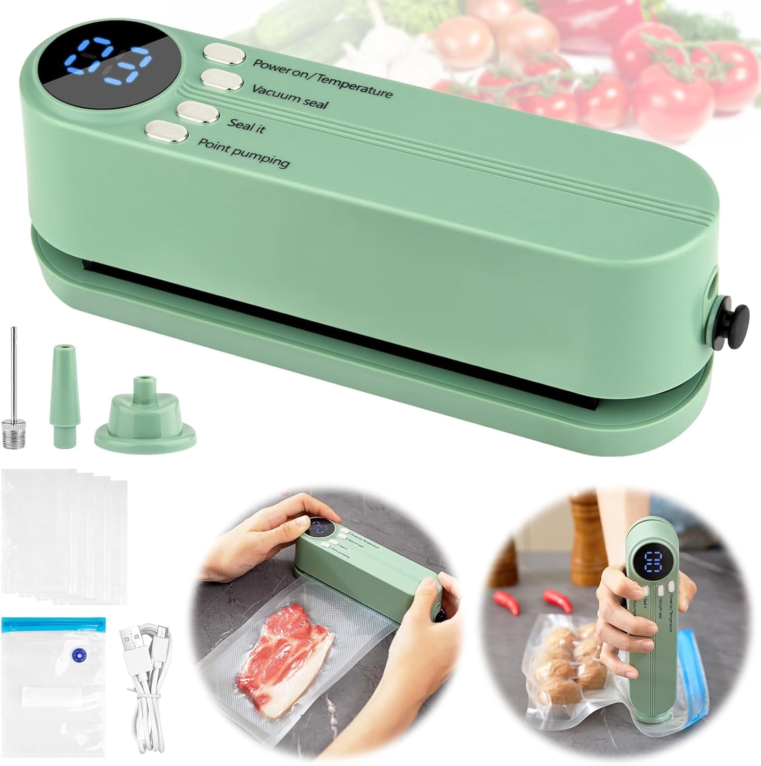 Scelleuse Sous Vide Portable - 800 MAh - Pour Conservation Alimentaire - Design Compact Voyage - Fonction Aspiration - Matériaux ABS+PP