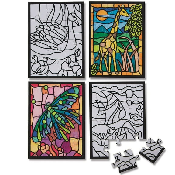 Mini Velvet Art Puzzles, 5" x 7", 4 Designs (Pack of 24)