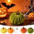 thumbnail image 1 of Mini Velvet Pumpkin Figurine Set, Assorted Autumn Harvest Colors, Plush Tabletop Thanksgiving Decor, Elegant Tiered Tray Accent for Mantel, Entryway, Dining Room, Fall Harvest Display, Orange-A, 1 of 9