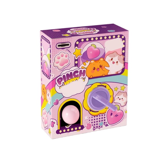 Mini Vending Machine Squishy Toy with Cute Animal Designs, 1-Pack, Pink and Purple, for all ages and Girls, Squeeze Toy