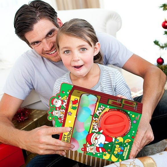 ​Mini Vending Machine Toy w/ 6 Christmas Surprise Eggs - Interactive PVC Plastic Play Set for Kids 3+ ,Educational Motor Skills Game (8x7x3 Inch)​​ Red