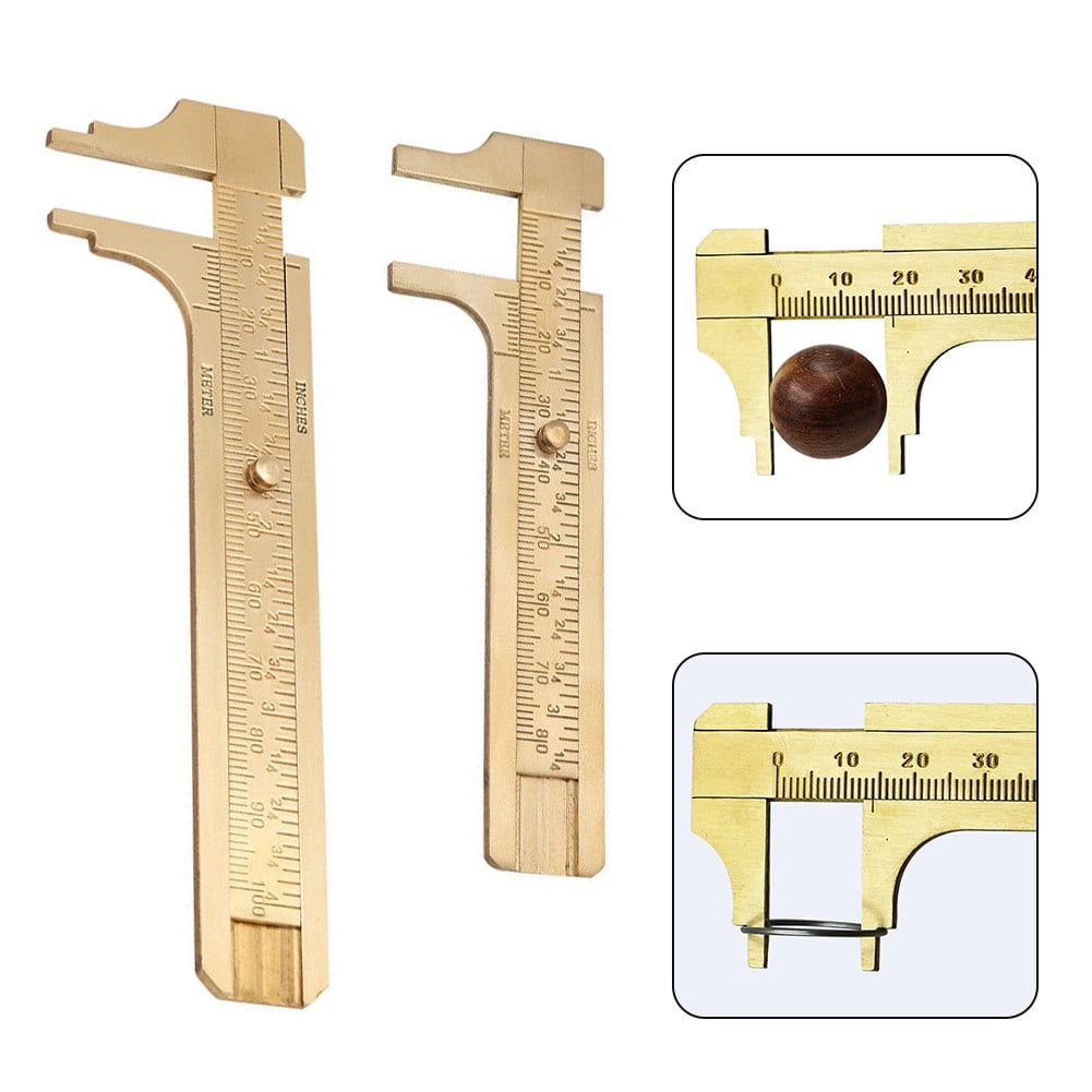 Mini Vernier Caliper Ruler Copper Double Scale Millimeter / Inches 80 ...