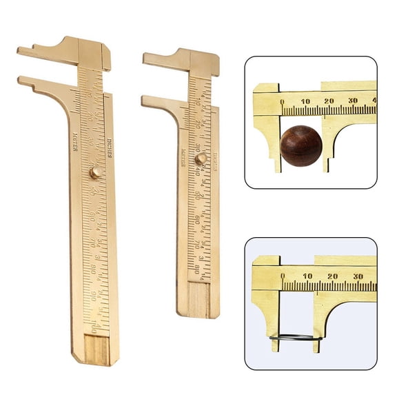 Mini Vernier Caliper Ruler Copper Double Scale Millimeter / Inches 80/100Mm Sliding Gauge -=Verniercaliperruler -=Measuringtool 100Mm Fangkenuo