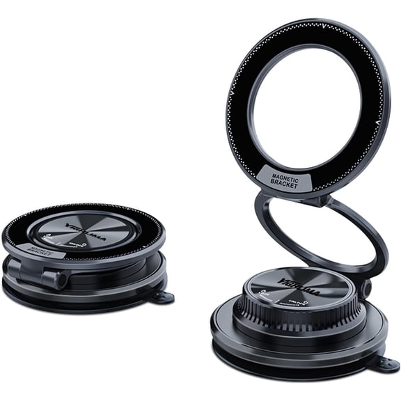 Mini Version Vacuum Magnetic Car Phone Holder, 360 Adjustable Car Phone Mount [96LBS Strongest Suction ] for MagSafe Cell Phone Holders for Your Car/Gym/Mirror/Shower for iPhone & Android(Black)