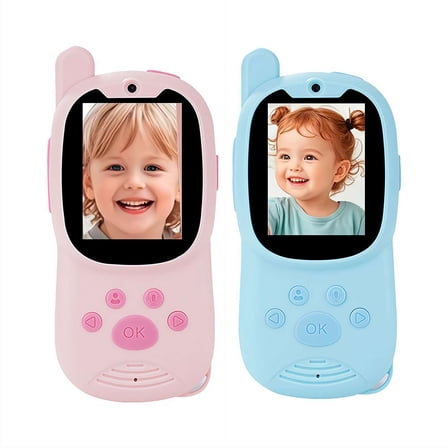 Mini Video Walkie Talkies, 2 Pack Handheld Rechargeable Walkie Talkies with Screen and Voice Effects, Long Range 2 Way Radio, Christmas Birthday Gifts for Boys Girls