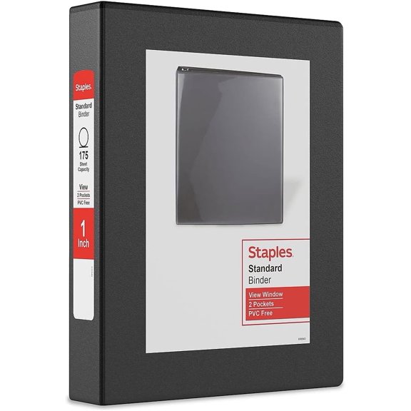 Mini View Binder, 1" Round Ring, Black, 5.5" x 8.5" Compact 3Ring Binder for Notes, Planners & Small Documents