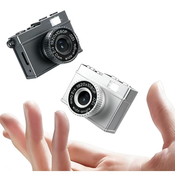 Mini Vintage Digital Camera, 1.14-inch screen, 1080P FHD Video, Six filters, 300mAh Battery, wide-angle 90 degrees, Maximum supported 128GB memory（White）