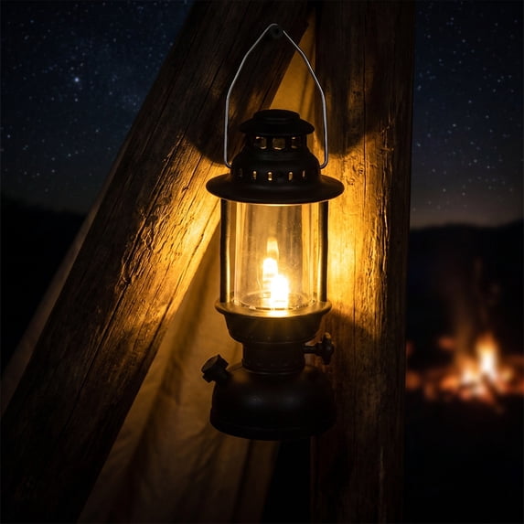 Mini Vintage LED Lantern Ornaments, Retro Small Oil Lamp Hanging Night Light for Halloween Christmas Table Decor