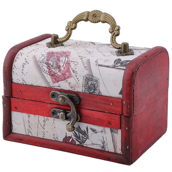 Mini Vintage Wooden Jewelry Stroage Cases Retro Pirate Treasure Chest Keepsake Box Small European Decorative PU Leather Treasure Box