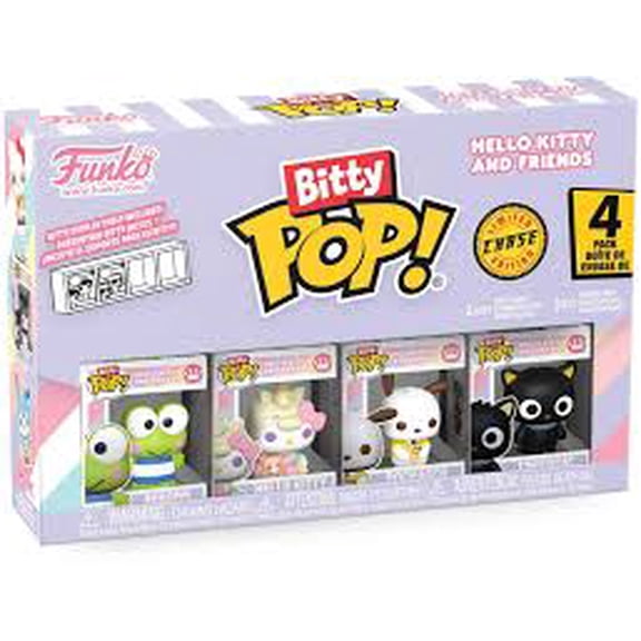 Mini Vinyl Figure Set Cute Character 4Pack with (1 Randon 4 Pack) and Display Shelf Boxed Collectible