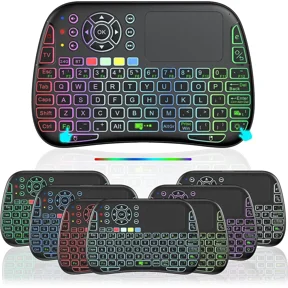 Mini Voice Bluetooth Keyboard with Touchpad, IR Learning, 2.4G WiFi/BT5.0 for PC, TV Box, iOS, Android, Windows, Mac OS