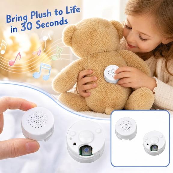 Mini Voice Recorder, Hidden Small Audio Recording Device for Stuffed Toys, Built-In Audio Playback White Plastic Case