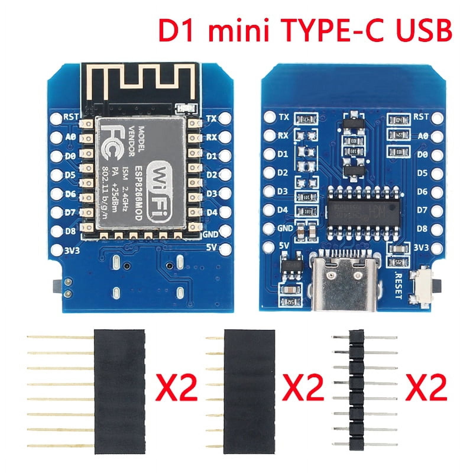Mini WIFI Development Board with Pins, D1 Mini TYPE-C/MICRO ESP8266 ESP ...