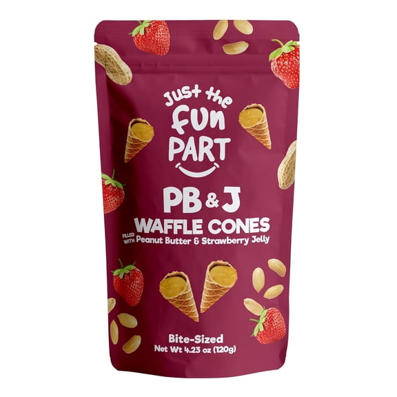 Mini Waffle Cones filled with Peanut Butter & Strawberry Jelly