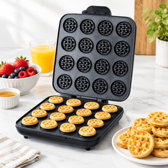 Mini Foot Maker Mini Waffle Maker, 16-Hole Nonstick Waffle Iron for Quick Breakfast ...