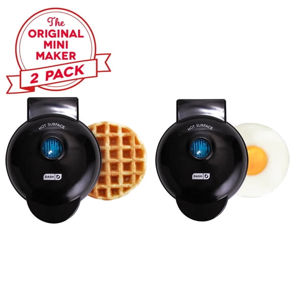 Mini Waffle Maker 2 Pack for Individual Waffles Hash Browns Keto Chaffles with Easy to Clean NonStick Surfaces 4 Inch