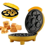 Mini Waffle Maker for Kids - Make 7 Different Shaped Pancakes - Includes a Cat Shell Pinecone & More- Electric Non Stick Waffle Iron, Pancake Cooker Baker Makes Fun Breakfast- Gift for Kids or Adults