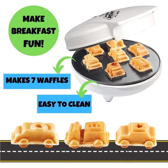 Mini Waffle Maker for Fun Vehicle-Shaped Waffles - Electric Nonstick Iron for Creative Breakfast Ideas