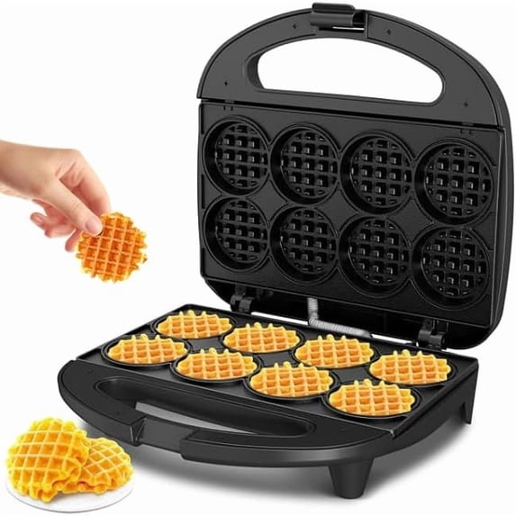 Mini Waffle Maker for Kids, Make Bite-Sized 8 * 2" Tiny Waffles, Great Breakfast, Snacks, Desserts and More