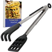 Mini Waffle Tongs by StarBlue   10 inches Silicone and Nylon Serving Tongs with Non-Slip Smooth Handles