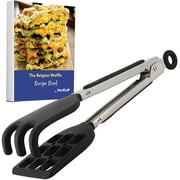 Mini Waffle Tongs by StarBlue   8 inches Silicone and Nylon Serving Tongs with Non-Slip Smooth Handles