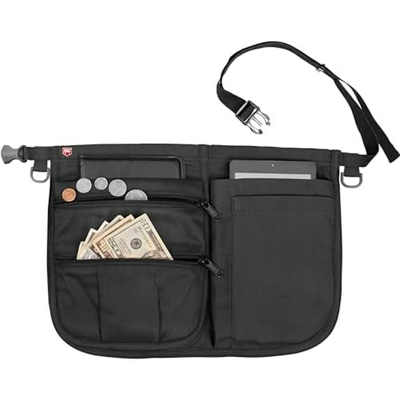 Mini Waist Apron (Black) 5 Pockets with Zippers & Adjustable Clip Belt For Kitchen Cooking Restaurants Waiters Servers BBQ$$Home Decor, Kitchen, & Other