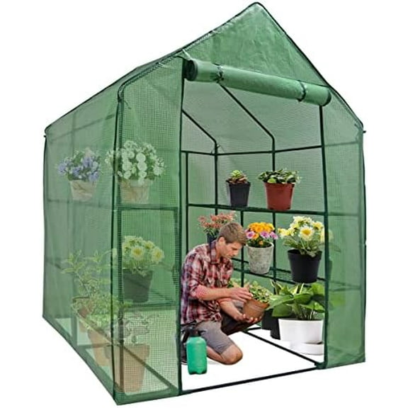 Mini Walk-in Greenhouse, Portable Warm House for Plants Flower Seedling Growing, Indoor Outdoor Green House 4.7x4.7x6.4 FT$$Garden &