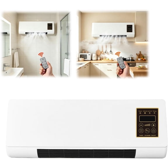 Mini Wall Air Conditioner Portable Cooling and Heating, 2 in 1 Mount AC Unit Room Heater Fan, Small Quiet Cooler Conditioning with Remote Control for Garage Office(White)