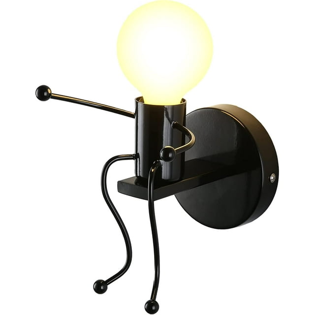 Mini Wall Light Fixture Baking Paint Creative Little People Wall Lamps