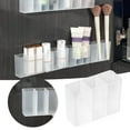 thumbnail image 1 of Mini Wall Mount Makeup Organizer - Transparent 3-Section Storage Box for Brushes, Lipsticks, Pens - Sticky Back Wall-Mounted Holder for Bathroom, Bedroom, Office Organization, 1 of 9