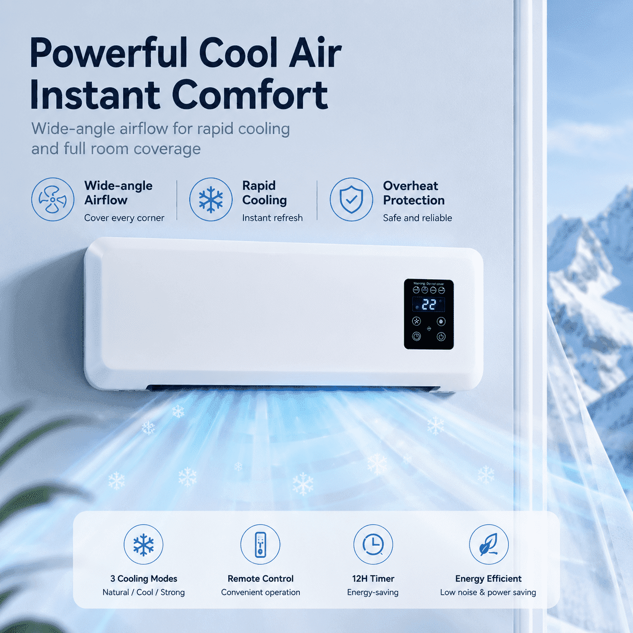 Mini Wall Mounted Air Conditioner,2-in-1 Portable AC Unit with Cooling & Heating,Ductless Split System with Remote,Quiet Personal Air Conditioner for Bedroom Home Office