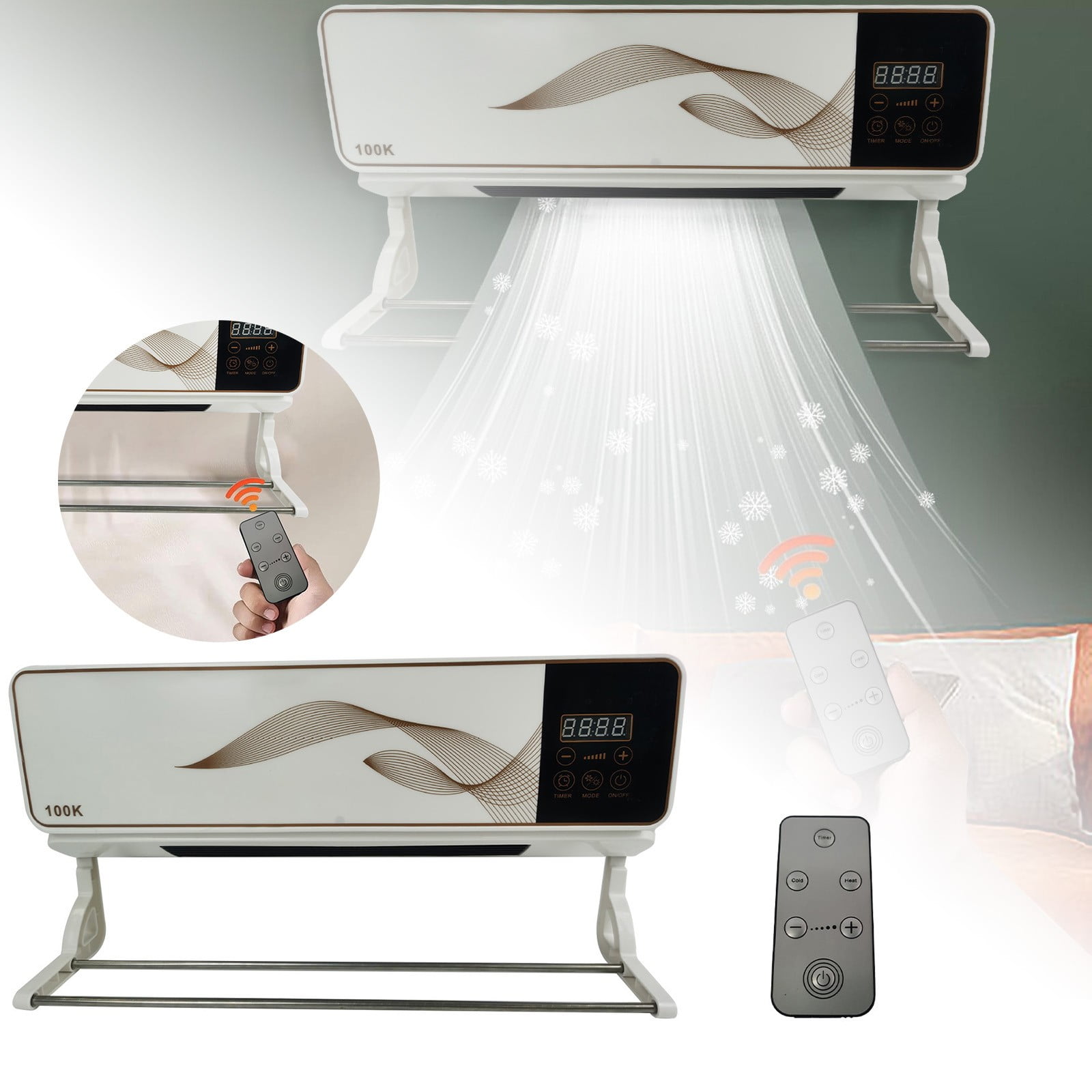 Mini Wall Mounted Air Curtain Fan 2 In 1 Desk Fan Bladeless Wall Mount