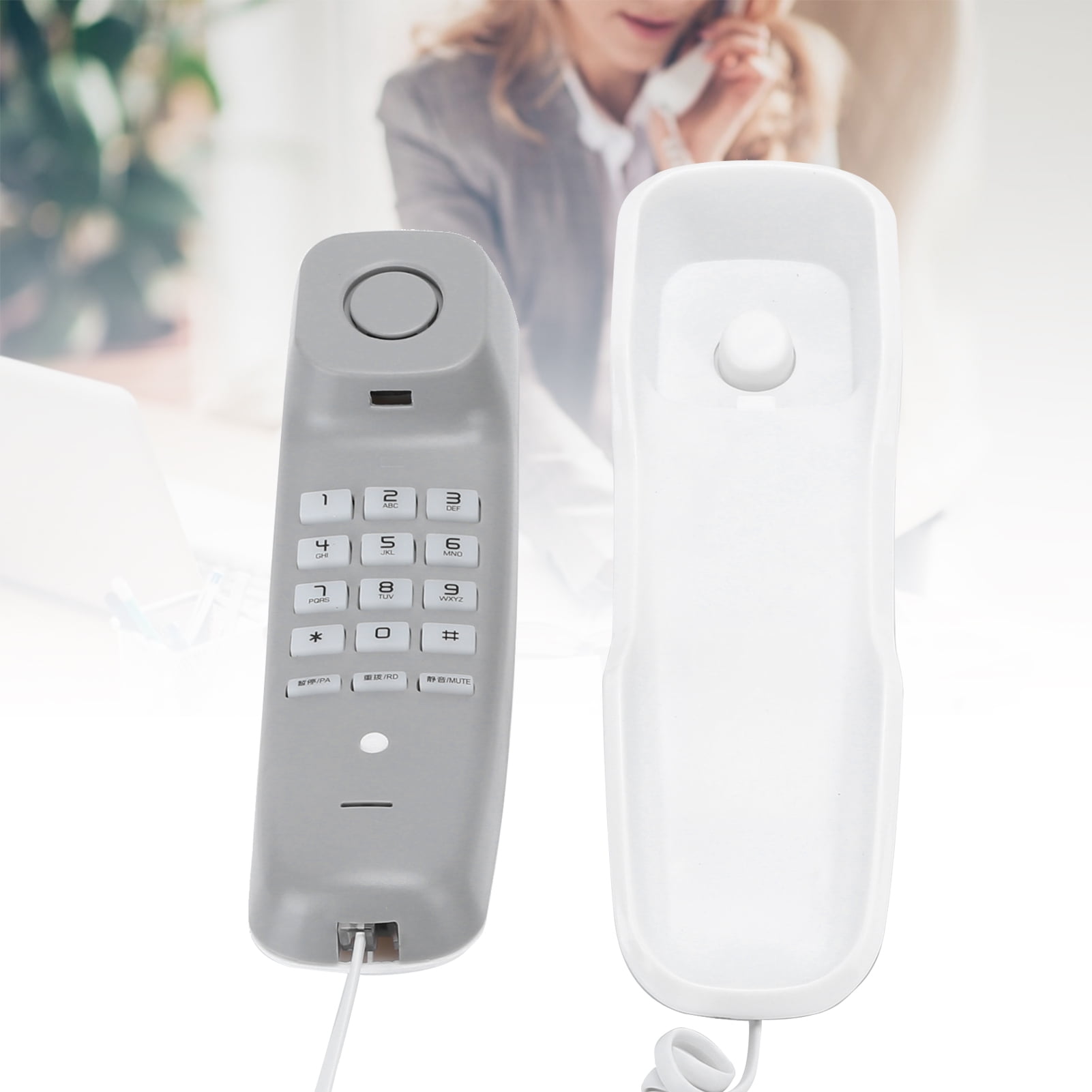 Mini Wall Telephone, Wall Desk Dual Purpose Fixed Telephone Support