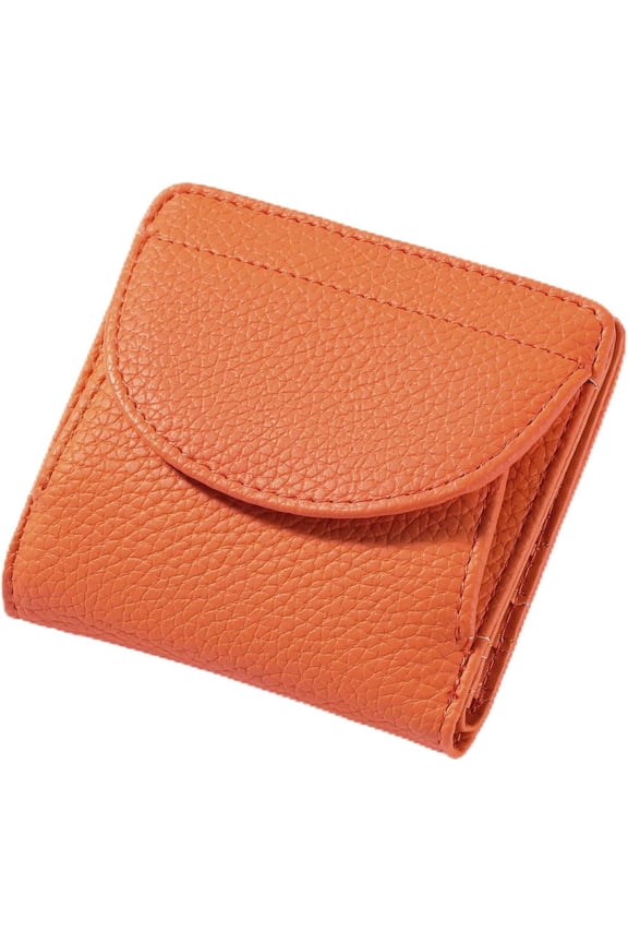 Mini Wallet for Women RFID Blocking Small Bifold Wallet Leather Coin Pocket Credit Card Holder Ladies Purse with ID Window,Orange