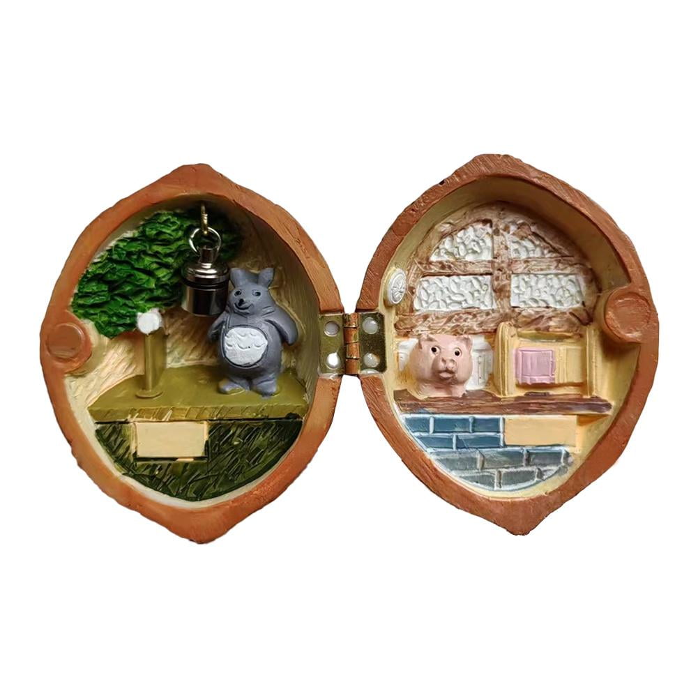 Mini Walnut Shell Doll House Handmade Walnut Tiny World with R5U7 Light ...