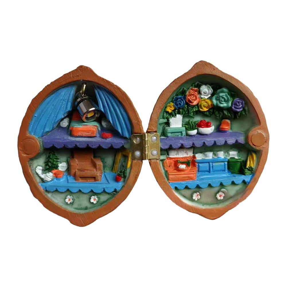 Mini Walt Shell Doll House Handmade Walt Tiny World with Light Library ...