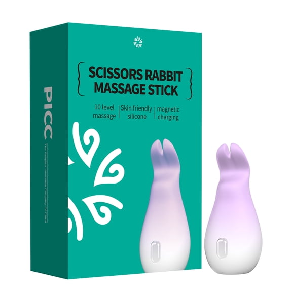 Mini Wand Vibrator, Cute Scissor Rabbit Massager, Quiet Waterproof Personal Massage Device for G Point (Purple)