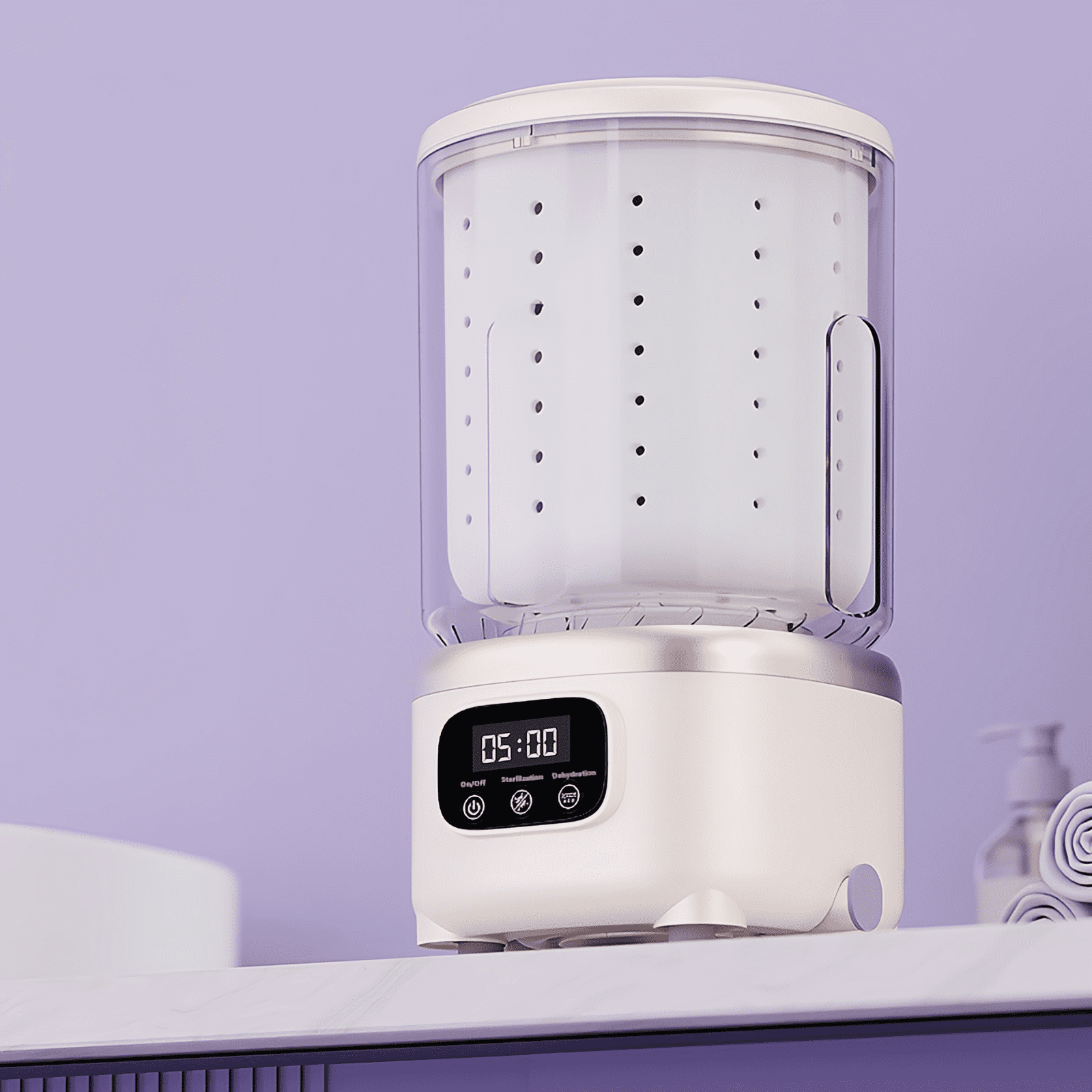 Mini Washing Machine 2L Portable Washer and Dryer for Travel and Dormitory Cordless Underwear and Socks Washing and Drying