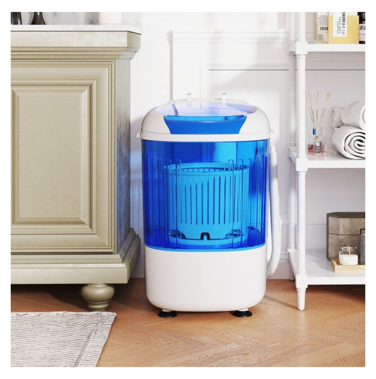 Mini Washing Machine Portable Semi-Automatic Washer with Spin Dryer - 2.5kg Capacity - Compact Laundry Machine for Apartments, Dorms, RVs - Blue/Gray
