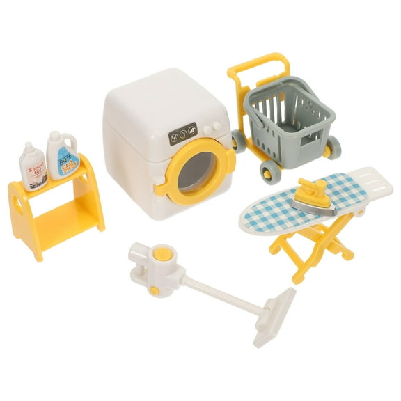 Mini Washing Machine Toy Kids Doll Laundry Room Furniture Model Baby Abs Child Toddler