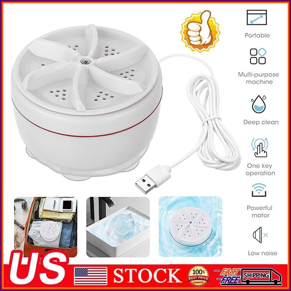 Mini Washing Machine Ultrasonic Turbine Laundry Washer Portable Travel Home
