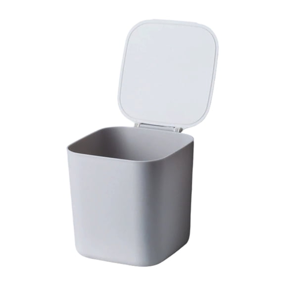Mini Waste Bin Desktop Garbage Container Bedside Tiny Rubbish Holder Cosmetic Waste Receiver Countertop Vessel Indoor Small Space Cleaning Gear ,Grey - One Size