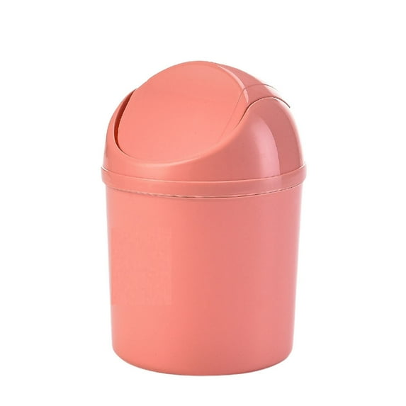 Mini Waste Can with Removable Swing-Top Lid, 1 Pc Plastic Mini Trash Can, Small Garbage Bin for Kitchen, Bathroom, Bedroom, Office, Compact Trash Can Fit Under Tables & Counters, 5.6x7.6 Inch, Pink