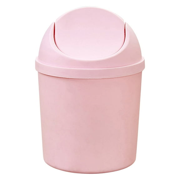 Mini Waste Can with Removable Swing-Top Lid - 1 Pc Small Garbage Bin for Kitchen, Bathroom, Bedroom, Office - Compact Trash Can Fit Under Tables & Counters, 5.51x7.67 Inch, Pink